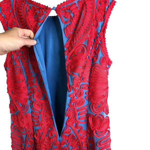 JS Collection Dress Women 12 Red Lace Boho Embroidered Soutache Midi Sleeveless - Picture 4 of 11